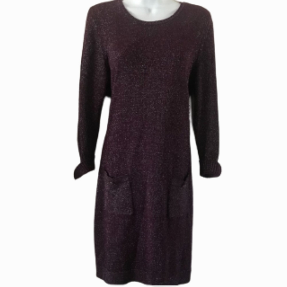 Daisy Fuentes cotton sparkly sweater dress L